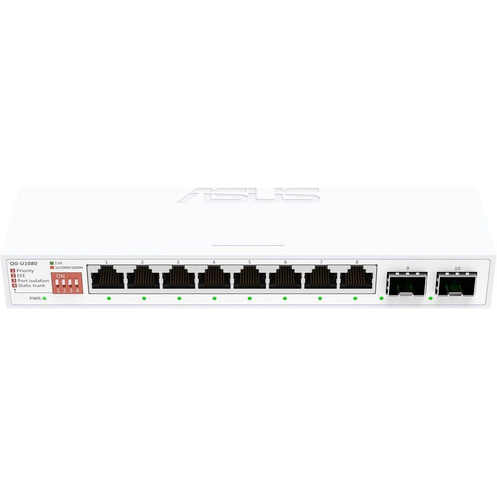 Коммутатор ASUS QG-U1080, 8x2.5 Гбит/с, SFP/uplink: SFP+x2 (90IG0A00-MO3B00)