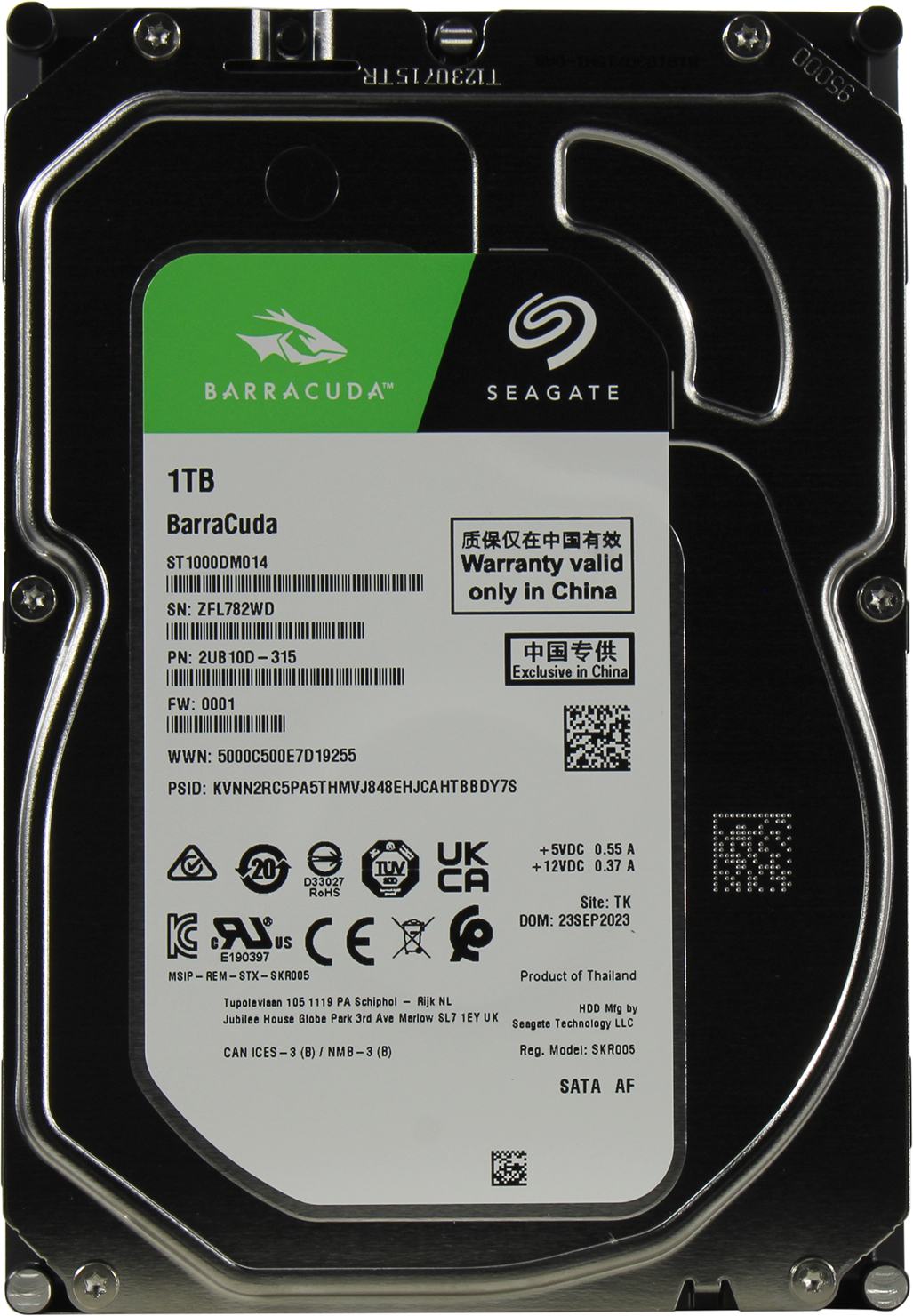 Жесткий диск (HDD) Seagate 1Tb Barracuda, 3.5", 7200rpm, 256Mb, SATA3 (ST1000DM014 RECERTIFIED) б/у, отказ от покупки, следы установки