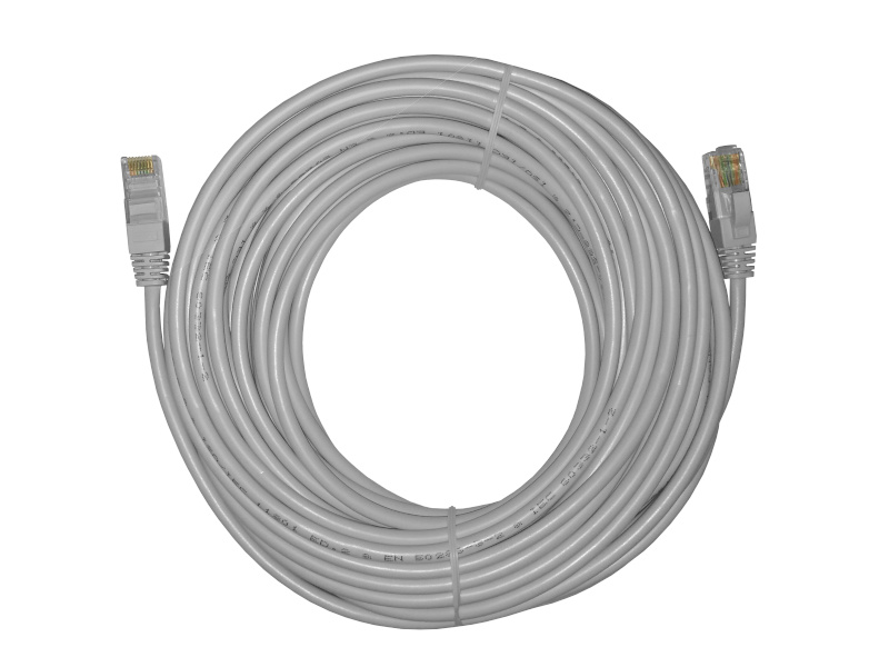 Патч-корд Netko UTP, кат.5e, 15 м, RJ45-RJ45, серый (NUTPBC.5e-15m-2-lszh)