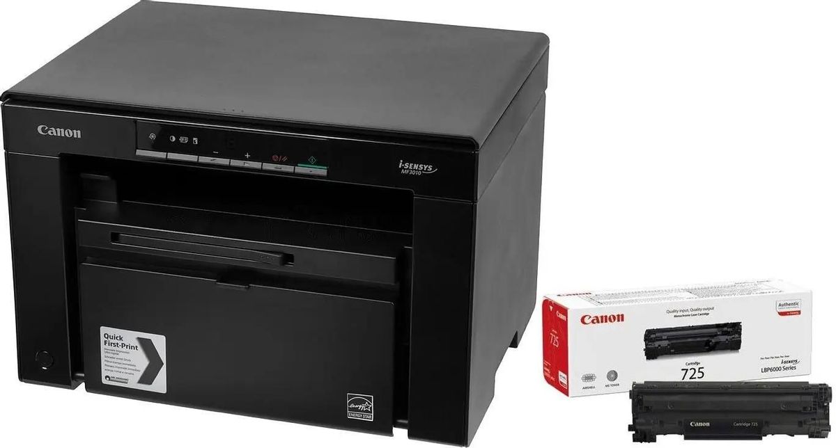МФУ Canon i-SENSYS MF3010, A4, ч/б, USB, (MF3010 bundle) + картридж
