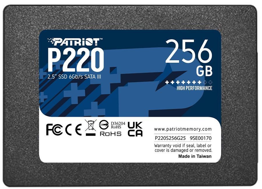 Твердотельный накопитель (SSD) Patriot 256Gb P220, 2.5", SATA3 (P220S256G25) Retail б/у, следы монтажа, без упаковки, наработка на ssd