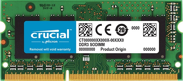 Память DDR3L SODIMM 8Gb, 1600MHz, CL11, 1.35 В, Crucial (CT102464BF160B) б/у, следы монтажа