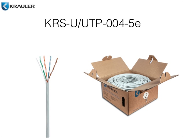 Витая пара UTP кат.5e, 4 пары, CU, 0.5 мм, 305м., внутренний, одножильный, Krauler (KRS-U/UTP-004-5e)