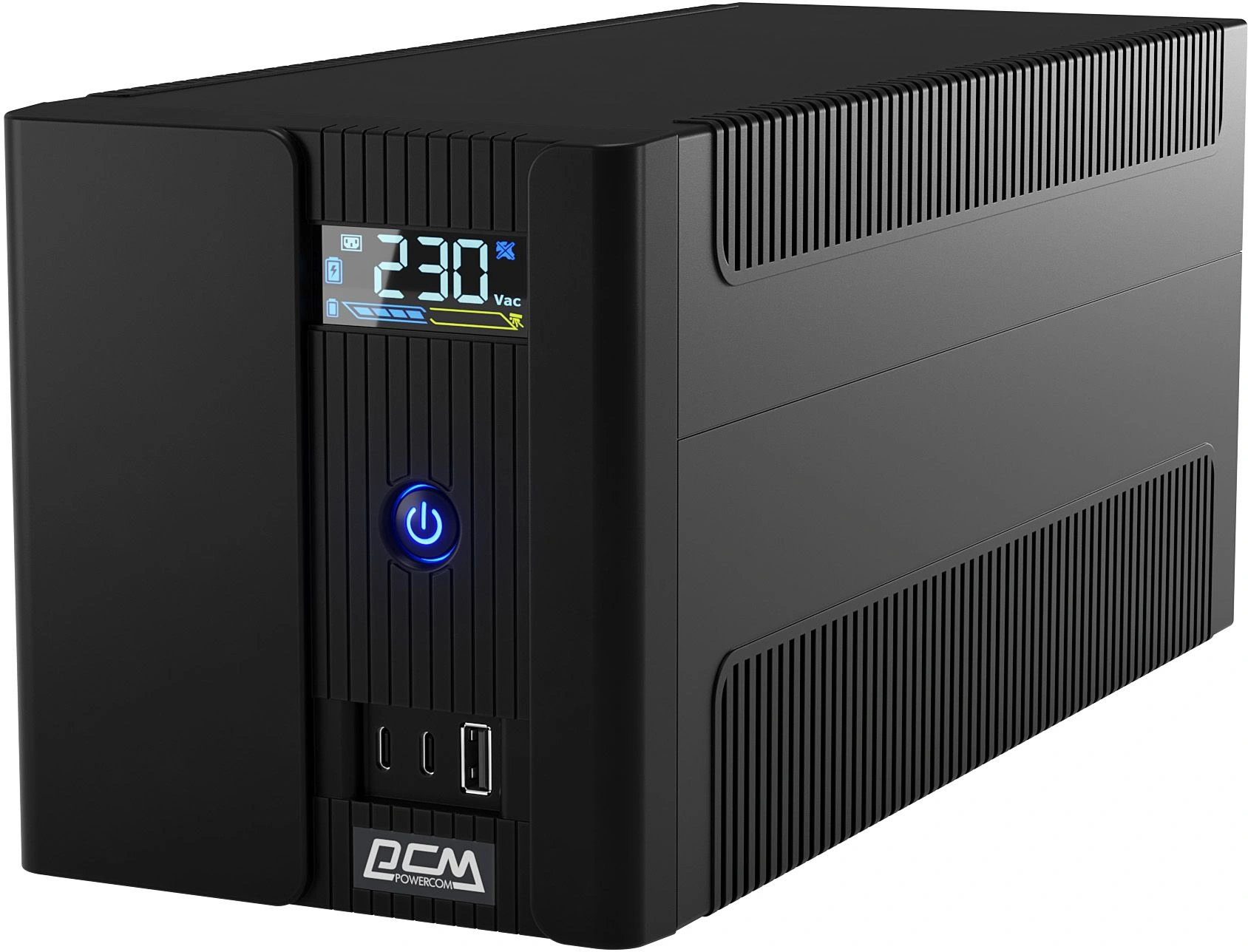 ИБП Powercom Raptor RPT1600EULCD, 1600 В·А, 960 Вт, черный (RPT1600EULCD)