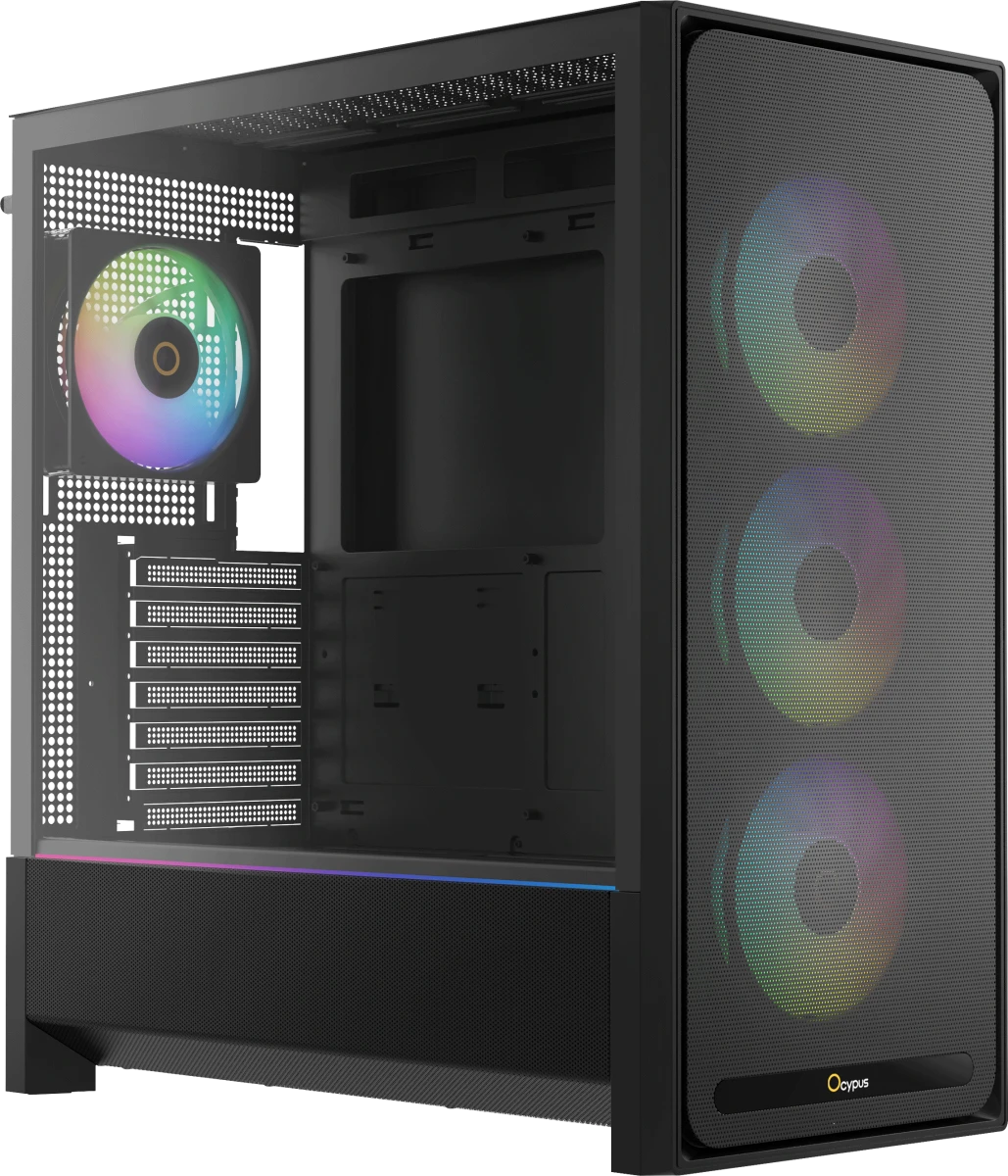 Корпус Ocypus Delta C70 BK ARGB, EATX, Midi-Tower, 2xUSB 3.0, USB Type-C, ARGB, черный, без БП (Delta-C70-BKG400XX-GL) б/у, отказ от покупки (не подошел), следы монтажа комплектующих, неоригинальная упаковка