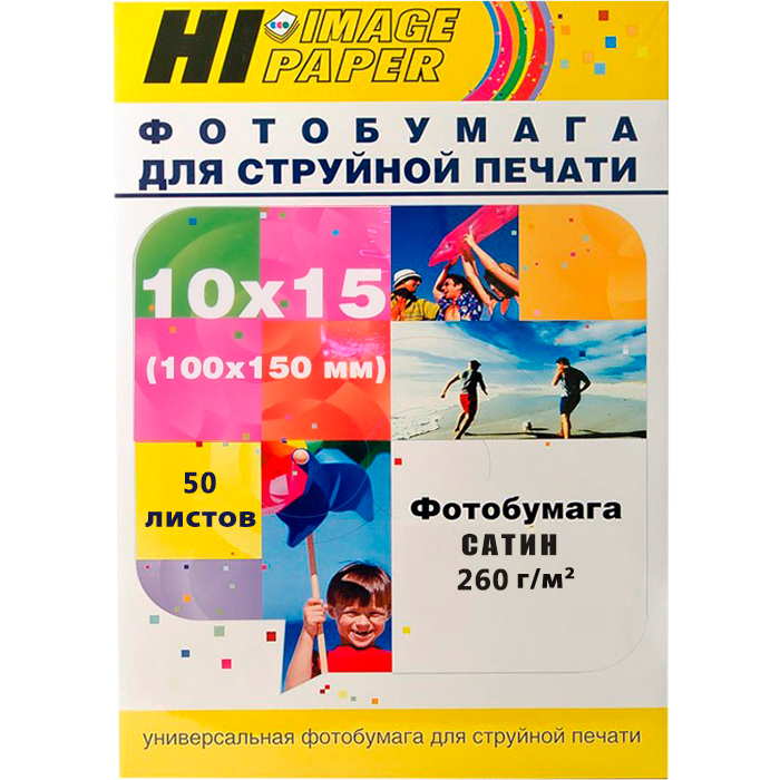 

Фотобумага 10x15 260 г/м² сатин, 50 листов, односторонняя, Hi-Black PS260-4R-50 для струйной печати, Белый