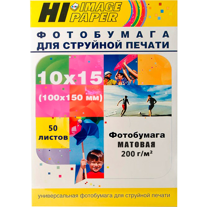 

Фотобумага 10x15 200 г/м² матовая, 50 листов, двусторонняя, Hi-Black для струйной печати, Белый