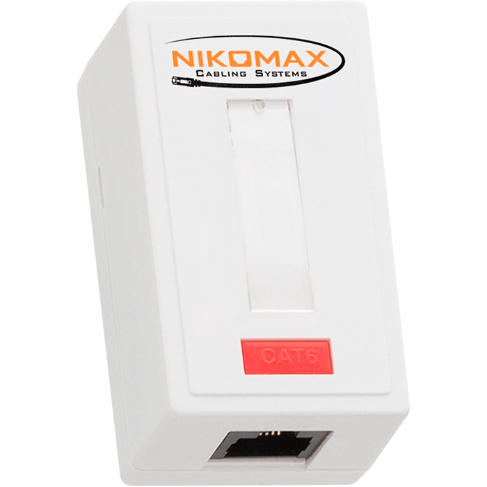 Розетка RJ-45 открытый монтаж категория 6, белый, NIKOMAX (NMC-WO1UE2-WT)