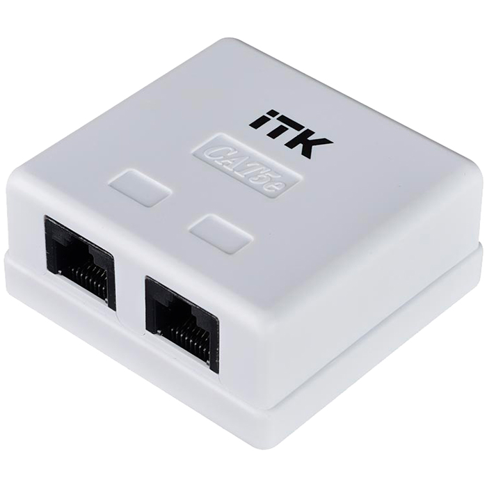 Розетка RJ-45+RJ-45 открытый монтаж категория 5e, белый, ITK (CS2-1C5EU-22)