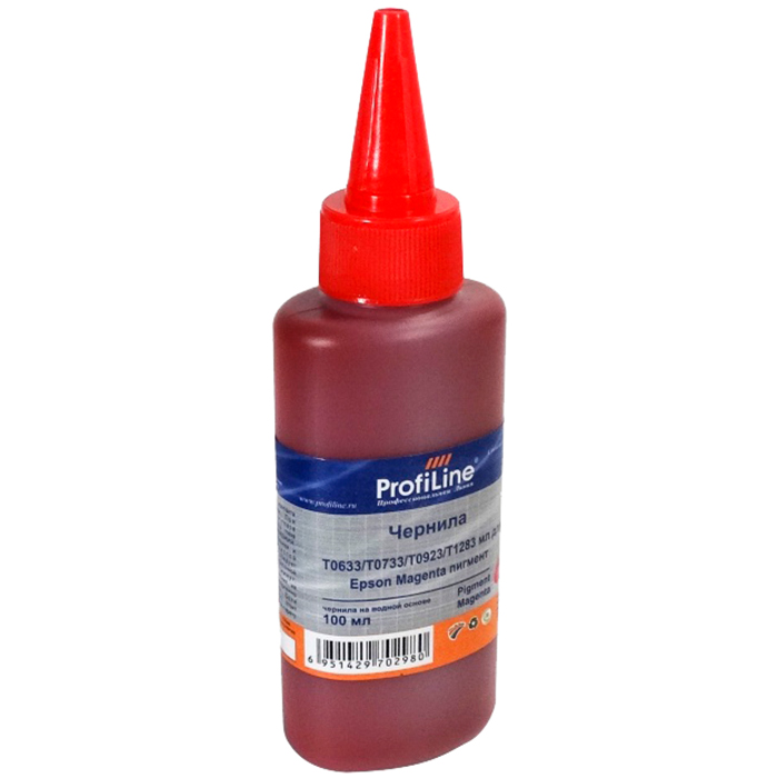 

Чернила ProfiLine PL-INK-T0633-M 100мл, 100 мл, пурпурный, совместимые, водные для Epson C67/C79/C87/C91/ CX3700/4100/4300/4700/3900/3905/4900/ TX106/109/117/119/T26/T27 S22/ SX125/130/420W/425W/Office BX305F/BX305FW, PL-INK-T0633-M 100мл