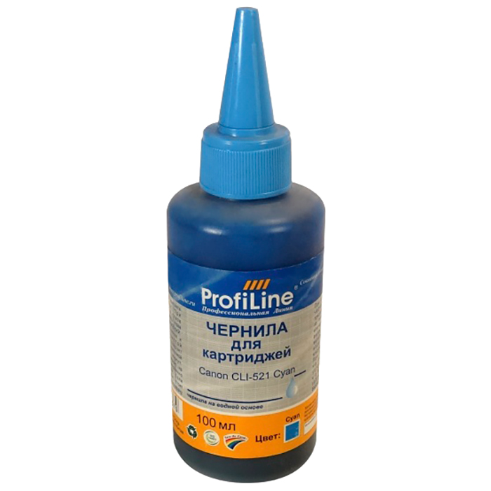 

Чернила ProfiLine PL-INK-CLI-521C 100мл, 100мл, голубой, совместимые, для Canon Pixma Ip3600/IP4600/MP540/MP620/MP630/MP980, PL-INK-CLI-521C 100мл