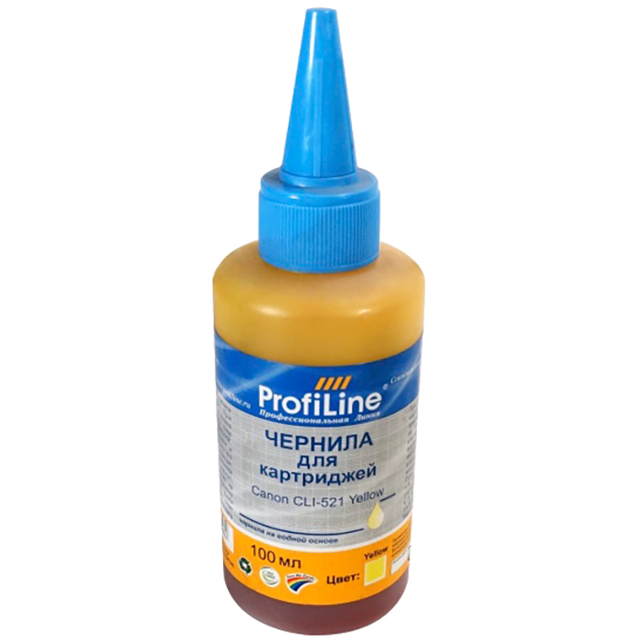 

Чернила ProfiLine PL-INK-CLI-521Y 100мл, 100мл, желтый, совместимые, для Canon Pixma Ip3600/IP4600/MP540/MP620/MP630/MP980, PL-INK-CLI-521Y 100мл