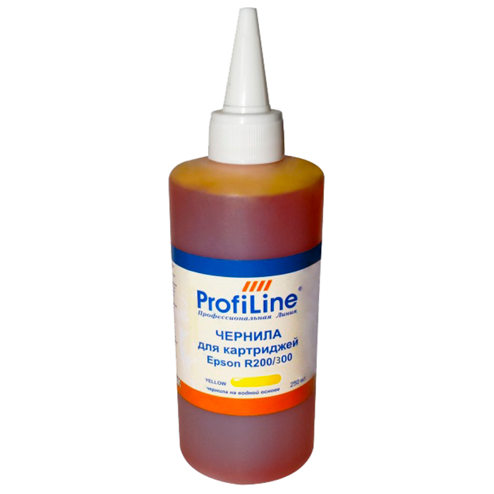 

Чернила ProfiLine PL-INK-R200-Y 250мл, 250мл, желтый, совместимые, для Epson StylusPhoto R200/R300/R300M/RX500/RX600, PL-INK-R200-Y 250мл