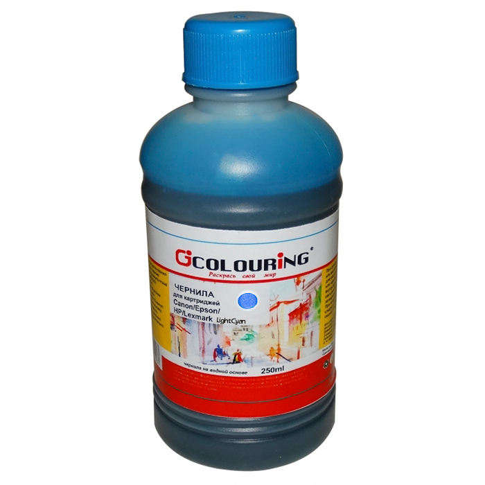 Чернила Colouring CG-INK-UNI-Eps-LС 250мл, 250мл, светло-голубой, совместимые, водные, для Epson