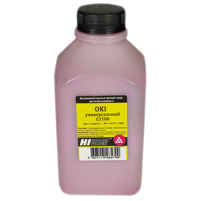 

Тонер Hi-Color 160 г, пурпурный, совместимый для Oki OKI С3100 (4010715508141)