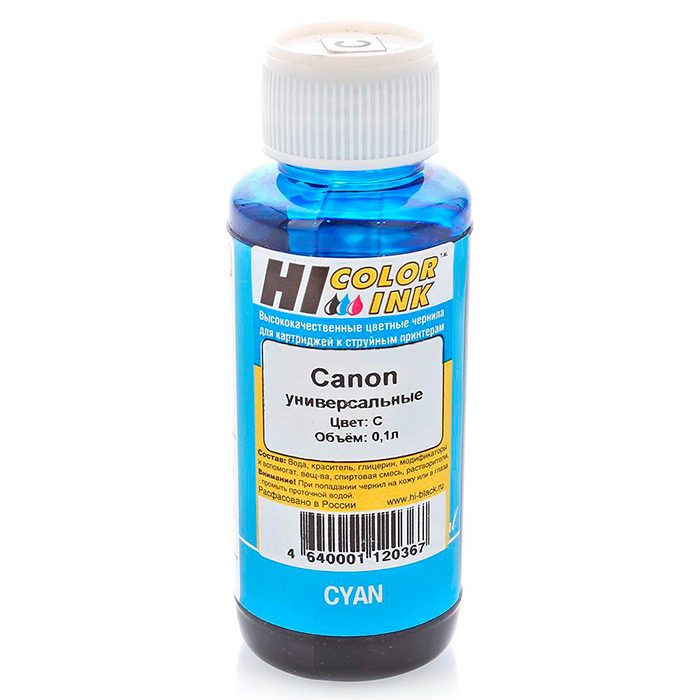 

Чернила Hi-Black, 100 мл, голубой, совместимые для Canon (150701090U)