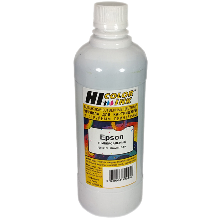 

Чернила Hi-Black Hi-color, 500 мл, голубой, совместимые, водные для Epson (150701032441), Hi-color