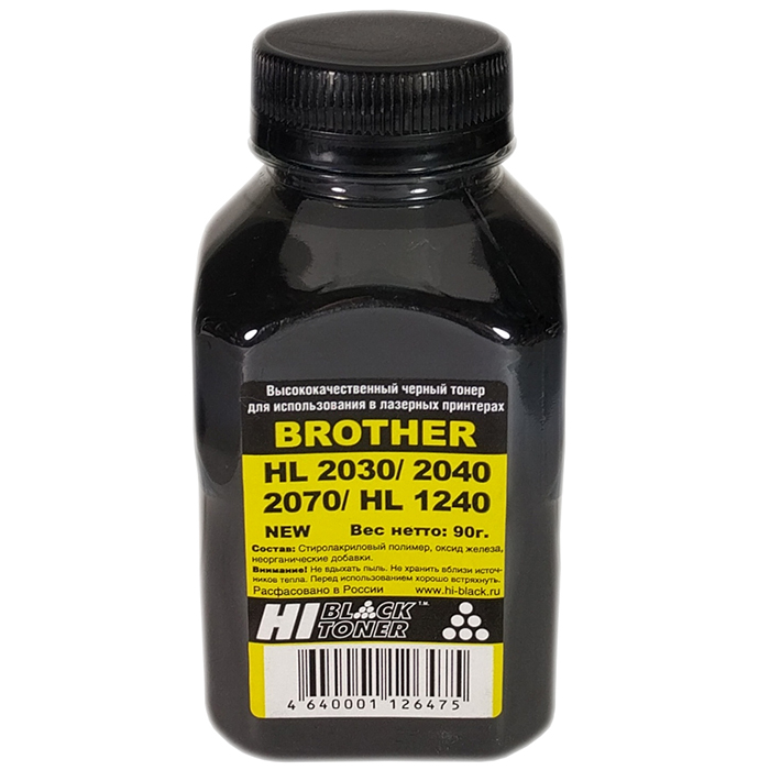 Тонер Hi-Black, бутыль 90 г, черный, совместимый для Brother Brother HL 2030/2040/2070/HL1240 (9802115)