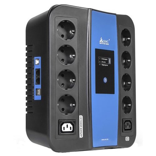

ИБП SVC U-1000, 1000VA, 600W, EURO+IEC, розеток - 8, USB, черный, U-1000