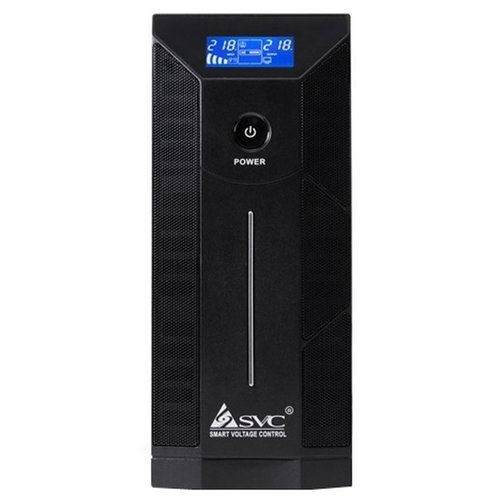 ИБП SVC W-1000L, 1000VA, 600W, EURO, розеток - 2, USB, черный - фото 1