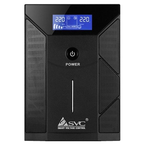 ИБП SVC V-2000-F-LCD, 2000VA, 1200W, EURO, розеток - 4, USB, черный