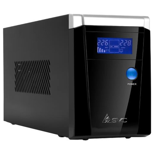 ИБП SVC V-1200-F-LCD, 1200 В·А, 720 Вт, EURO, розеток - 3, USB, черный