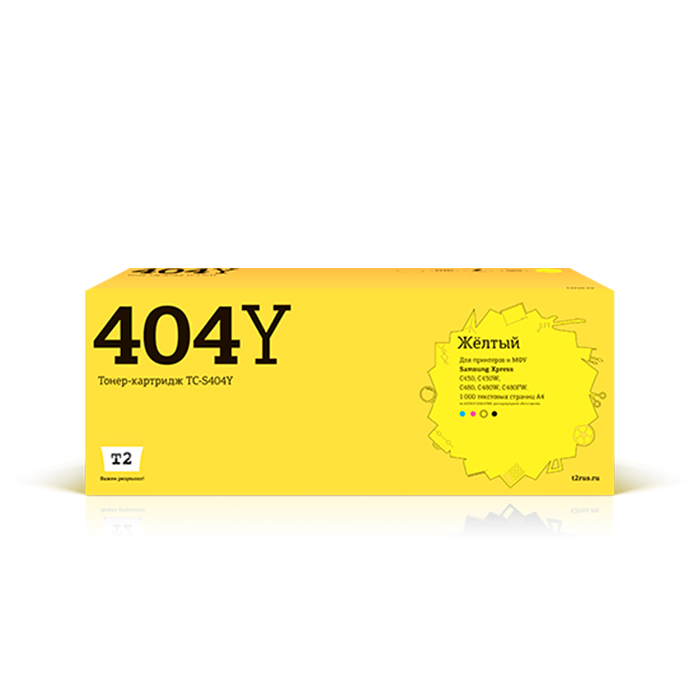 

Картридж T2 CLT-M404Y для Samsung Xpress SL-C430/C430W/C480/C480W/C480FW (1000стр), желтый, с чипом (TC-S404Y)