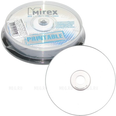 Диск DVD+R 4,7Gb 16x Mirex, Printable, Cake Box (10шт) - фото 1