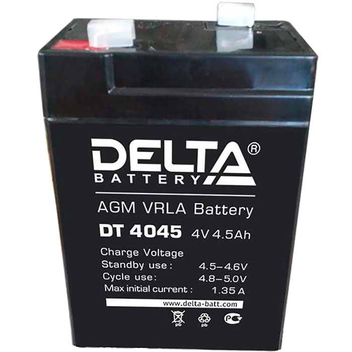 Аккумуляторная батарея Delta DT 4045, 4V, 4.5Ah, для ОПС, цвет черный - фото 1