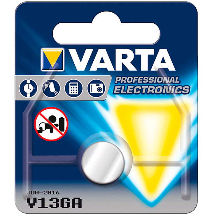 

Батарея Varta V13 GA, LR44/SR44/V357/AG13, 1шт. (ZN/MNO2), Серебристый