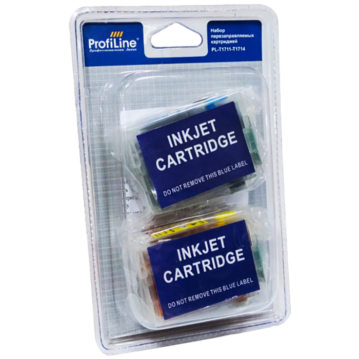 

Комплект перезаправляемых картриджей (ПЗК) ProfiLine PL-REF-CART-T1711-T1714 для EPSON Expression Home XP-33/103/203/207/303/306/403/406 (Bk-14мл, CMY-9мл с чипом), PL-REF-CART-T1711-T1714