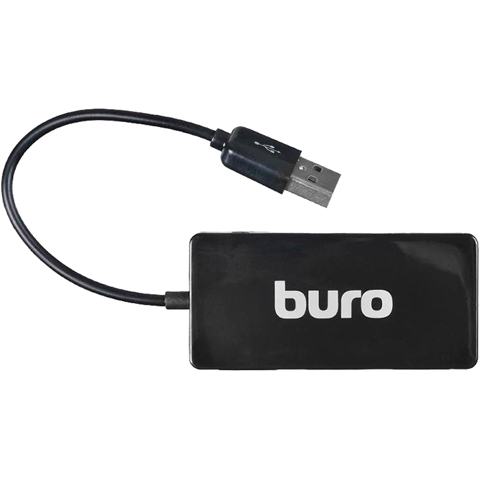 Концентратор BURO BU-HUB4-U2.0-Slim, 4xUSB 2.0, черный (BU-HUB4-U2.0-Slim)