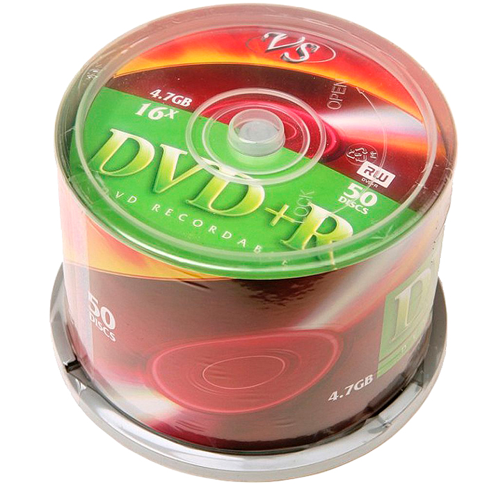 

Диск DVD+R 4.7Gb 16x VS, Cake Box (50шт)