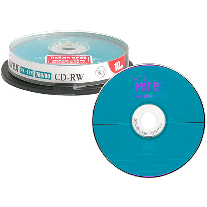 Диск Mirex CD-RW, 12x, на шпинделе (10 шт)