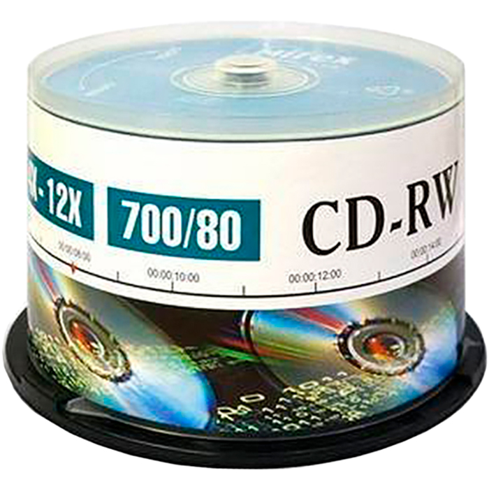 

Диск CD-RW 700Mb 12x Mirex, Cake Box (50шт)