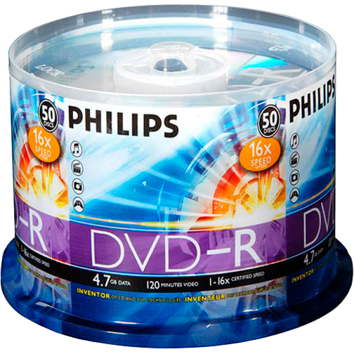 Диск Philips DVD-R 4.7Gb, 16x, на шпинделе (50 шт)