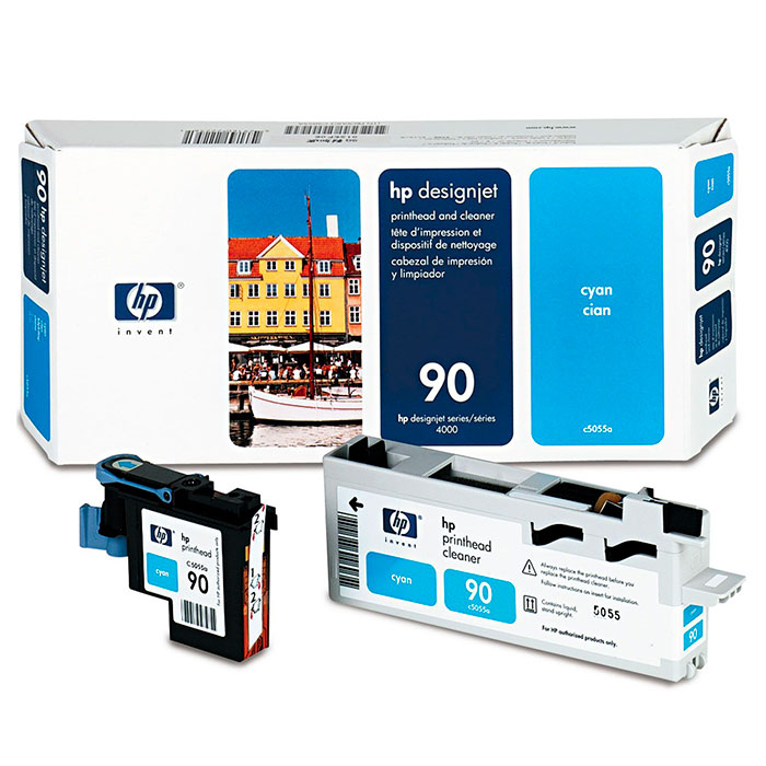

Печатающая головка HP No. 90 Cyan, , устройство очистки для Designjet 4000/4000ps/4500/4500ps (C5055A), No. 90