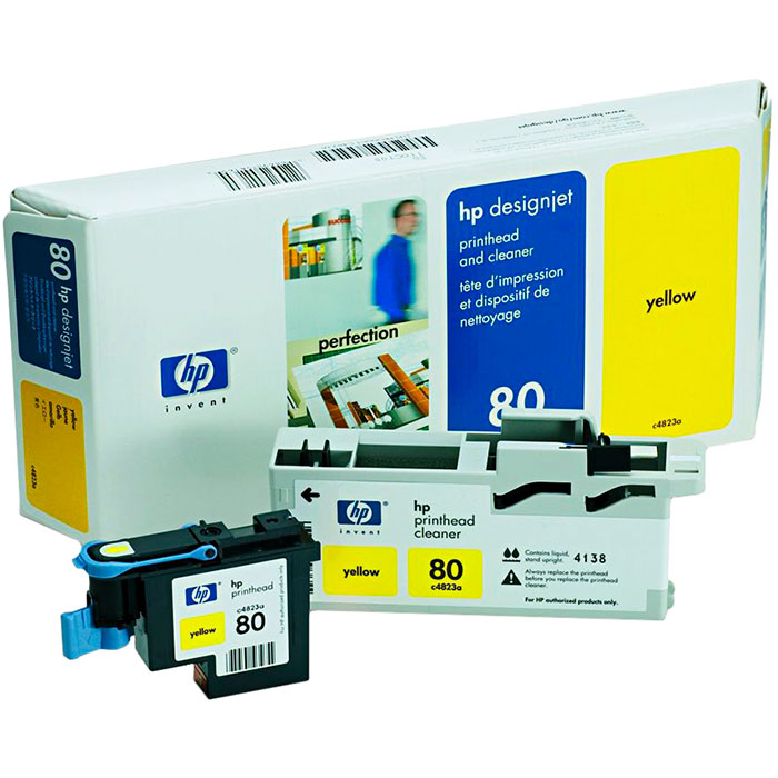 

Печатающая головка HP No. 80 Yellow, , устройство очистки для Designjet 1050c/c plus/1055cm/cm plus (C4823A), No. 80