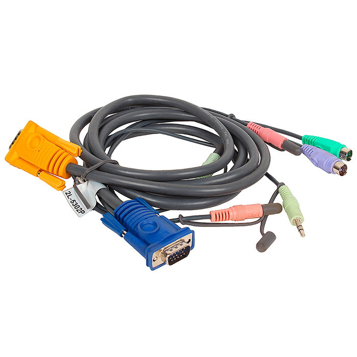 

Кабель ATEN 2L-5302P KVM PS/2 (Клавиатура+мышь) 1.8м., черный, 2L-5302P