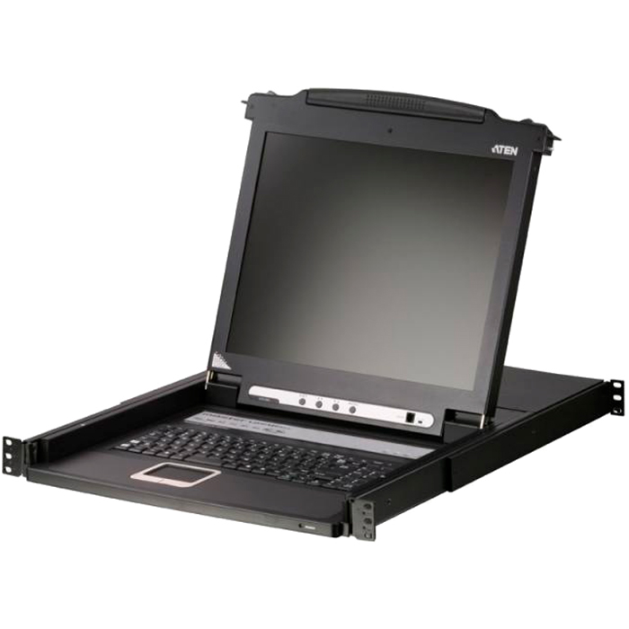 

Консоль KVM (КВМ) ATEN CL1008, 8-ПК, LCD 17" 1280x1024, встроенная клавиатура, мышь PS/2 (CL-1008M-ATA-RG), CL1008