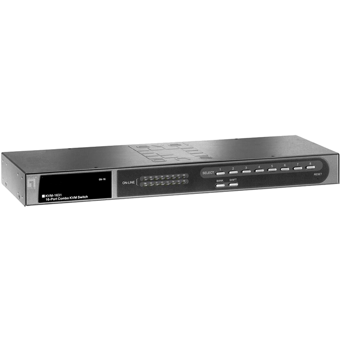 

Переключатель LevelOne KVM-1631, 16-портовый KVM коммутатор USB/PS2 со слотом расширений, KVM-1631