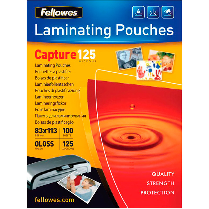 

Пленка для ламинирования FELLOWES 125мкм, 75x105, 100 шт., глянцевая (FS-53069)