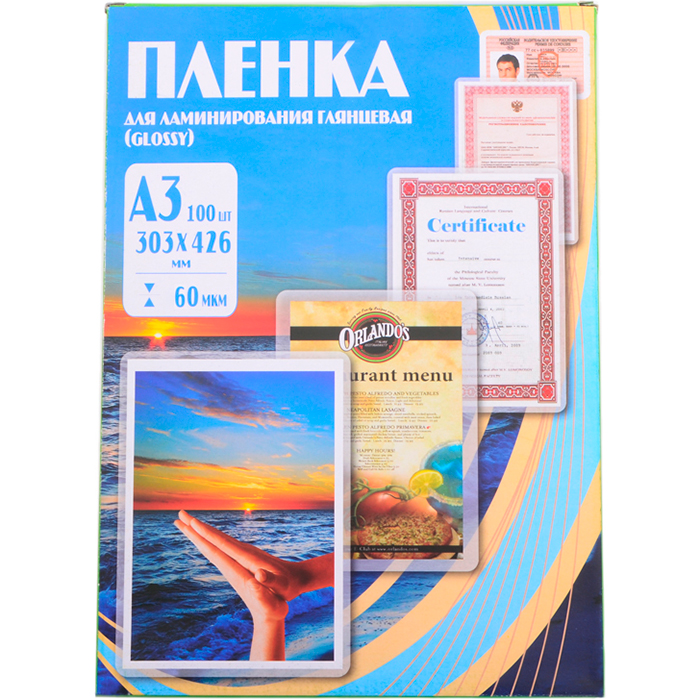 

Пленка для ламинирования Office Kit 60мкм, A3, 100 шт., глянцевая (PLP10025)