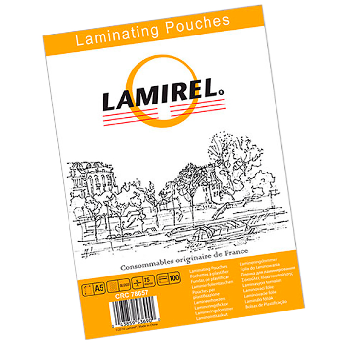 Пленка для ламинирования Lamirel 75мкм, A5, 100 шт., глянцевая (LA-78657)