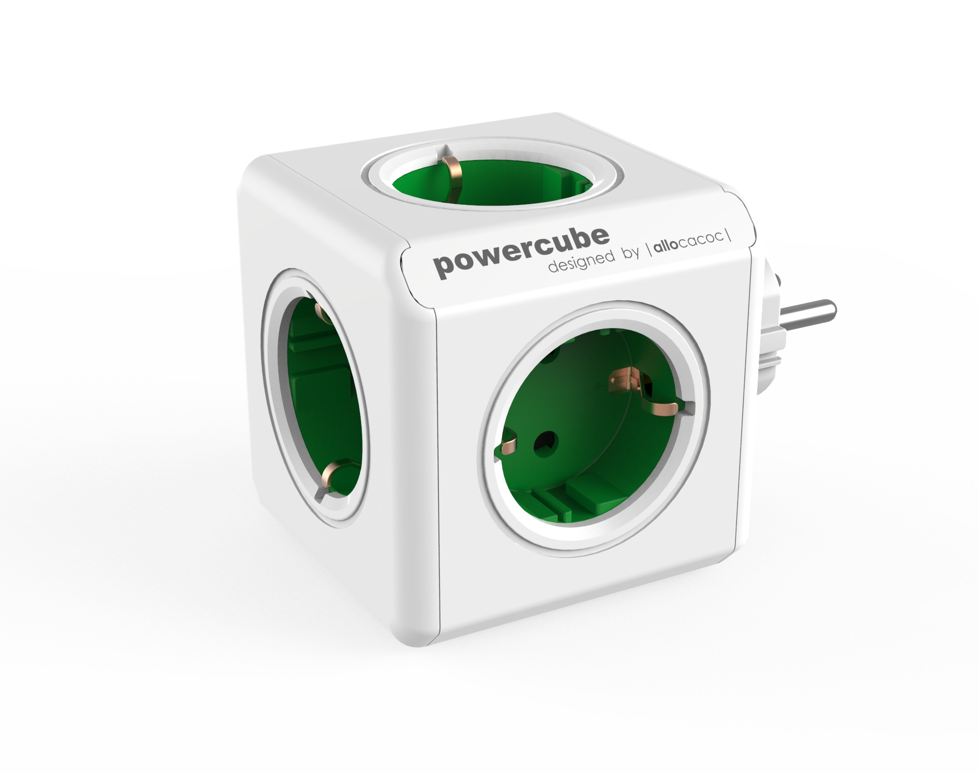 

Сетевой разветвитель Allocacoc PowerCube Original 5-розеток, 16A, с/з, белый/зеленый (1100GN/DEORPC), PowerCube Original