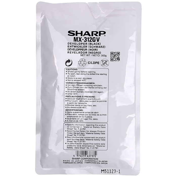 Девелопер Sharp MX-312GV, 100000 страниц, черный