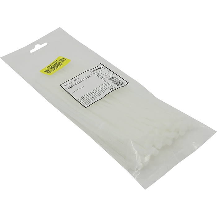 

Стяжка Smartbuy, 3.6 мм x 200 мм, 100 шт., белый (SBE-CT-36-200-w)