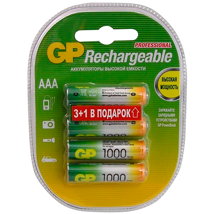 Аккумулятор GP Professional, 100AAAHC3/1-2CR4, AAA, 1 А·ч, 4 шт