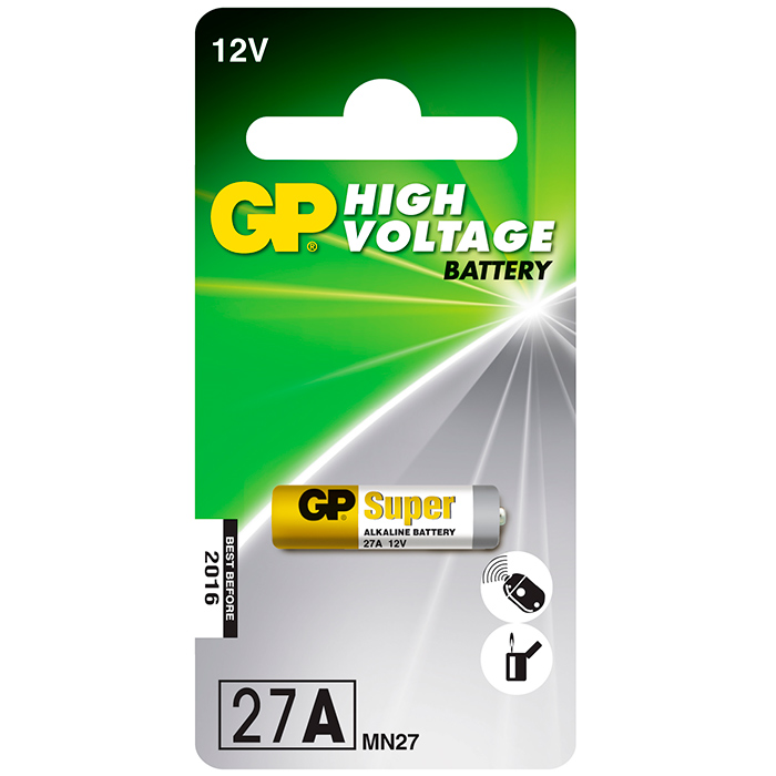 

Батарейка GP GP27A-2C1, A27 (MN27/V27A/GP27A), 12V, 1 шт, Желтый/белый