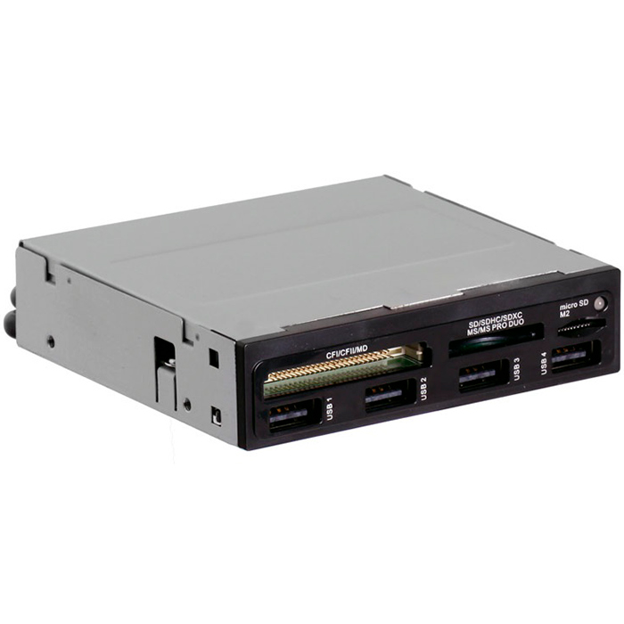 

Картридер внутренний Ginzzu GR-137U, мультиформатный, USB 2.0, черный, GR-137U